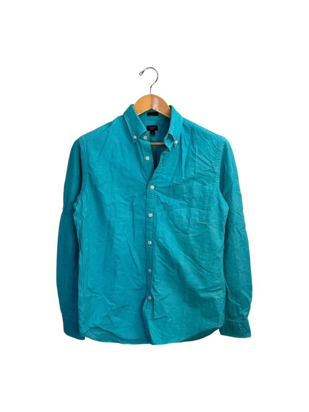 J. Crew Oxford Slim Fit Button Down Shirt M Cotton Preppy Bright Aqua Turquoise